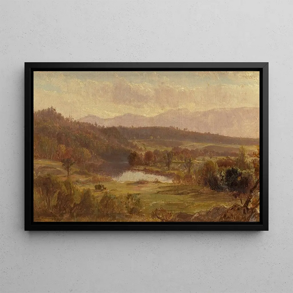 Fenaison-maalaus Catskillsissa - Thomas Hiram Hotchkiss — kehystetty taideteos seinällä