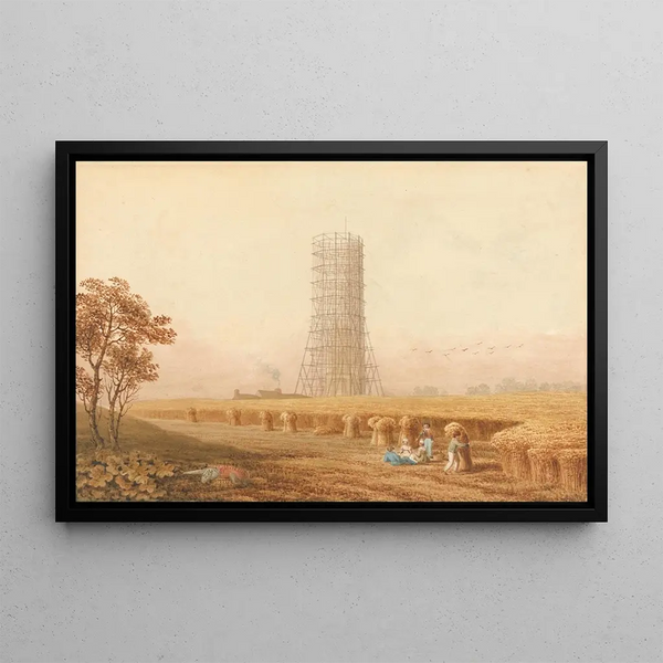 Thomas Hosmer Shepherd - Bonapartes Column in Scafolding at Boulogne France with Harvesters in a Field.webp