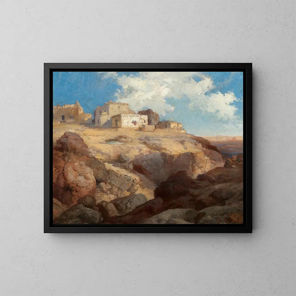 Hieman Acoma, New Mexico - Thomas Moran — kehystetty taideteos seinällä