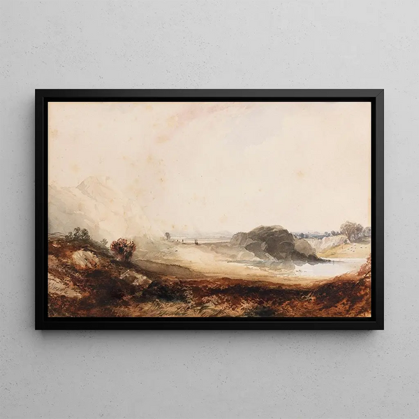 Alppimaisema-maalaus - Thomas Moran — kehystetty taideteos seinällä