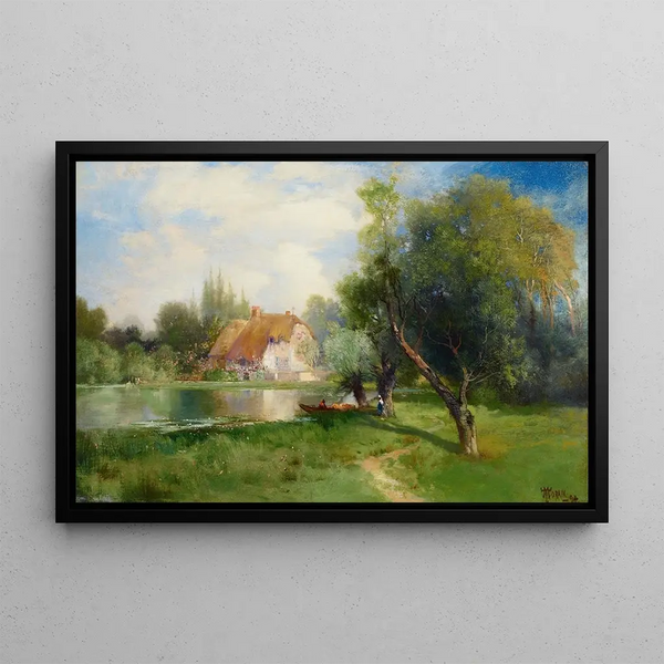 lähellä East Hamptonia, Long Island - Thomas Moran — kehystetty taideteos seinällä