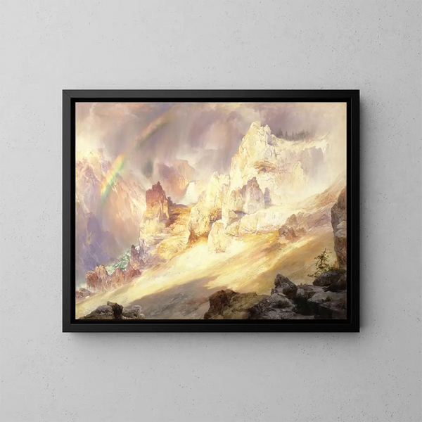 Kaari-aurinko yli Yellowstone'n Grand Canyonin - Thomas Moran — kehystetty taideteos seinällä