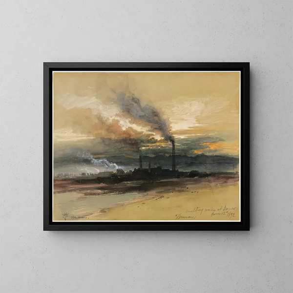 Fonderie à Denver - Thomas Moran — kehystetty taideteos seinällä