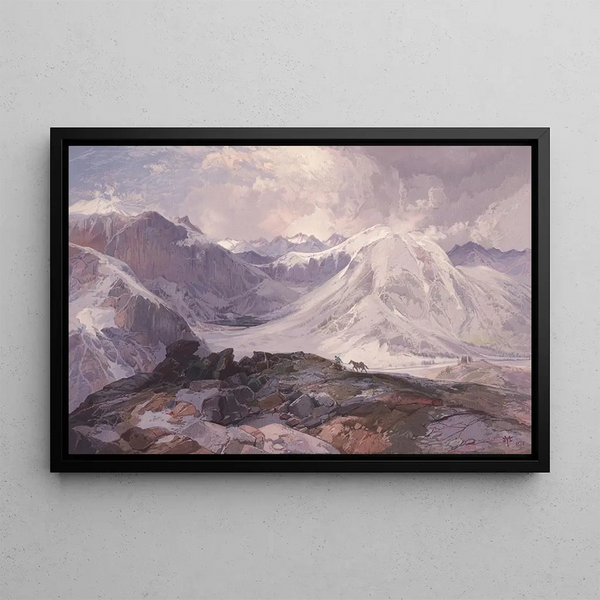 Le Sentier Musquito, Colorado-ketjuvuoret, 12000 jalan korkeudella - Thomas Moran — kehystetty taideteos seinällä