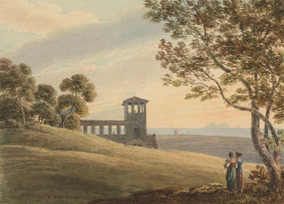 Thomas Richard Underwood - An Italian landscape with colonnade and tower.webp