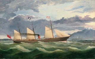 Thomas Robertson - A Merchant Navy Steamer Approaching The Coast Potentially Port Chalmers New Zealand.webp