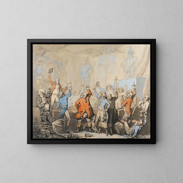 Le Dîner de chasse - Thomas Rowlandson — kehystetty taideteos seinällä