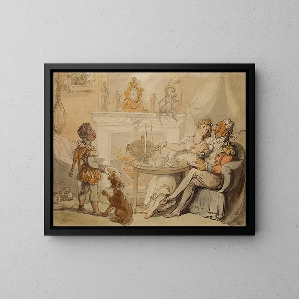 Teekutsut - Thomas Rowlandson — kehystetty taideteos seinällä