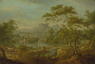 Thomas Smith of Derby - An Imaginary Landscape with a Wagon and a Distant View of a Town.webp