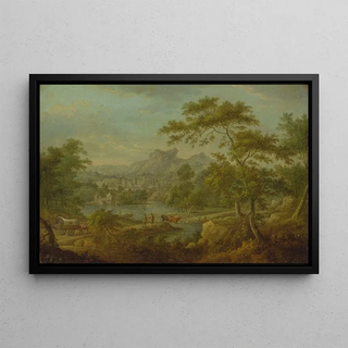Thomas Smith of Derby - An Imaginary Landscape with a Wagon and a Distant View of a Town.webp
