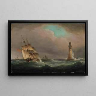Thomas Whitcombe - A Frigate Healing In The Breeze Off The Eddystone Lighthouse.webp