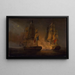 Engagement entre le HMS Amelia et la frégate française l'Aréthuse au large des îles de Los, 1813 - Thomas Whitcombe — kehystetty taideteos seinällä