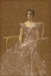 Nainen rottinkituolissa - Thomas Wilmer Dewing — näkymä teoksesta