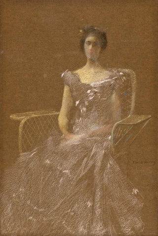 Thomas Wilmer Dewing - Lady in Rattan Armchair.webp