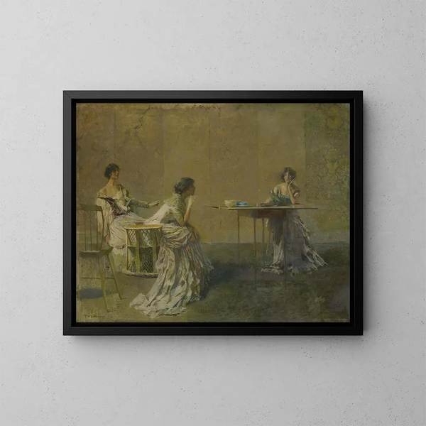 Le Commérage - Thomas Wilmer Dewing — kehystetty taideteos seinällä
