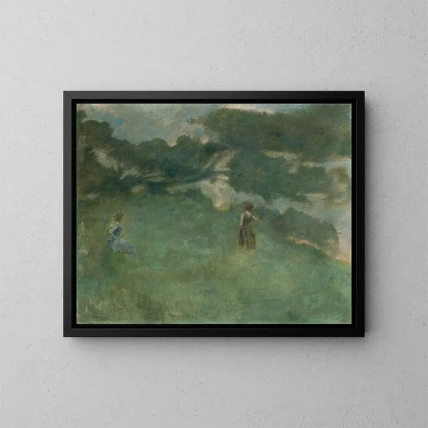 Le merle d'hermite - Thomas Wilmer Dewing — kehystetty taideteos seinällä