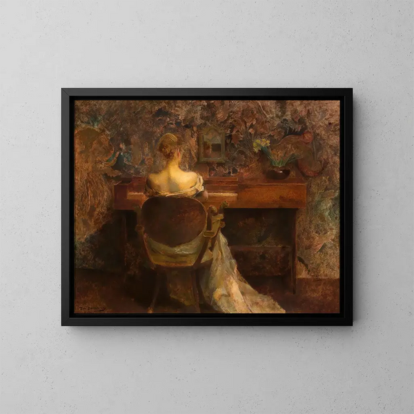 Le clavecin - Thomas Wilmer Dewing — kehystetty taideteos seinällä