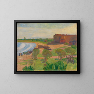 La Plage à Terracina - Thorvald Erichsen — kehystetty taideteos seinällä