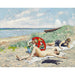 Maalauksen jäljennös To Piger og en Japansk Parasol på Hornbæk Strand - Paul Fischer