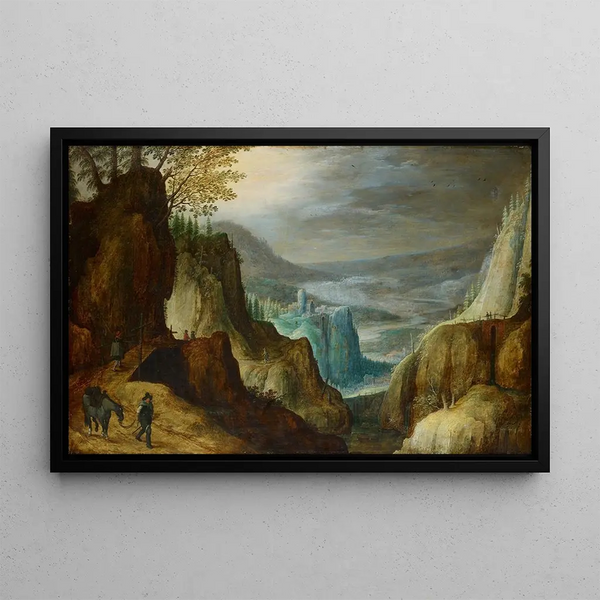 Fantastinen vuoristomaisema - Tobias Verhaecht — kehystetty taideteos seinällä