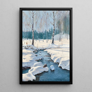 Toni Haller - Winter Landscape with a Creek.webp