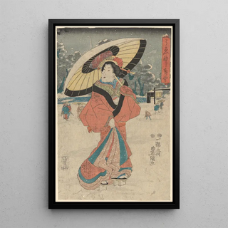 Toyokuni Utagawa - Snow Print Woman with Umbrella.webp