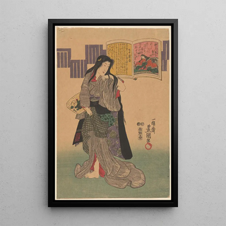 Toyokuni Utagawa - Woman in Gray Robe Hair Down.webp