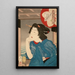 1870-luvun geisha veneessä istumassa - Tsukioka Yoshitoshi — kehystetty taideteos seinällä