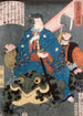 Jiraiya ratsastamassa sammakon selässä - Tsukioka Yoshitoshi — kehystetty taideteos seinällä