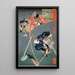 Miyamoto Musashi leikkaamassa tengua - Tsukioka Yoshitoshi — kehystetty taideteos seinällä