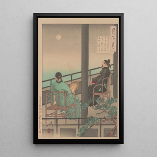 Tsukioka Yoshitoshi - Nakamaro views the Moon in China.webp