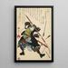 Ronin tai mestarittomaksi jäänyt samurai nuolia torjuen - Tsukioka Yoshitoshi — kehystetty taideteos seinällä