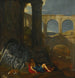 Un caprice architectural avec des ruines anciennes, un arc de triomphe et une sculpture en haut-relief avec l'histoire de Mercure et Argus - Jean Lemaire — näkymä teoksesta