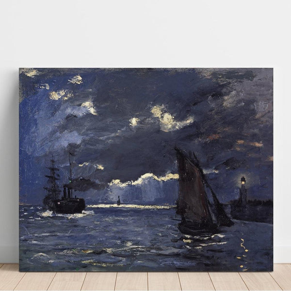 Maalauksen jäljennös Merimaisema, navigointi kuunvalossa - Claude Monet