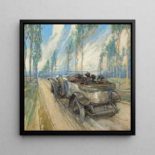 Une Hispano-Suiza dans une allée de cyprès - Frederick Gordon Crosby