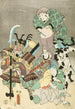 Näytös Esittäjät Ebisu Fukurokuju, Benkei, kettu ja metsästäjä tsue-tyylissä - Utagawa Kunisada Toyokuni III — näkymä teoksesta