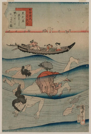 Utagawa Kunisada Toyokuni III - Rustic Genjis Poetry Contest Mitsuujis Excursion to the Seaside to See Abalone Diving.webp