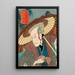 Näyttelijä Bandō Hikosaburō III roolissa Inamura Magoemon ja Inamura-asema Yoshidan ja Goyu välillä - Utagawa Kunisada Toyokuni III — kehystetty taideteos seinällä