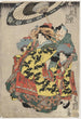 Kurtisaanien Hanamurasaki ja Koshikibu Tamaya-talossa sateessa kuljeskelevat - Utagawa Kunisada Toyokuni III — näkymä teoksesta