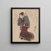 Naisfiguurin samuraivarusteisesta Surimono-maalauksesta - Utagawa Kunisada Toyokuni III — kehystetty taideteos seinällä