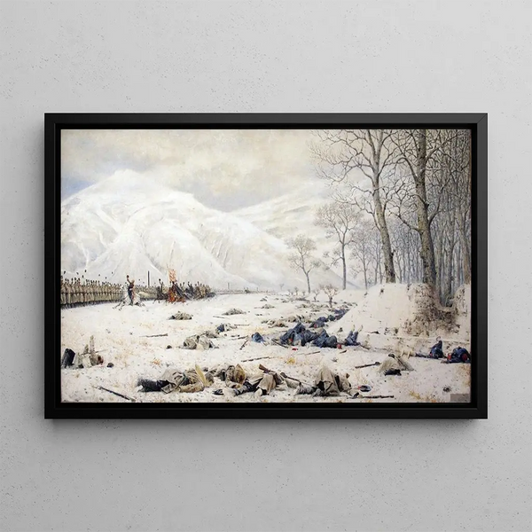 Taistelukenttä Shipkassa - Vasily Vereshchagin — kehystetty taideteos seinällä