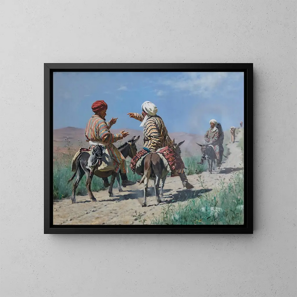 Mollahs matkalla bazaarille - Vasily Vereshchagin — kehystetty taideteos seinällä