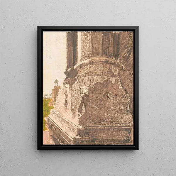Victor Alfred Lundy - Red sandstone column base at Red Fort Delhi India.webp