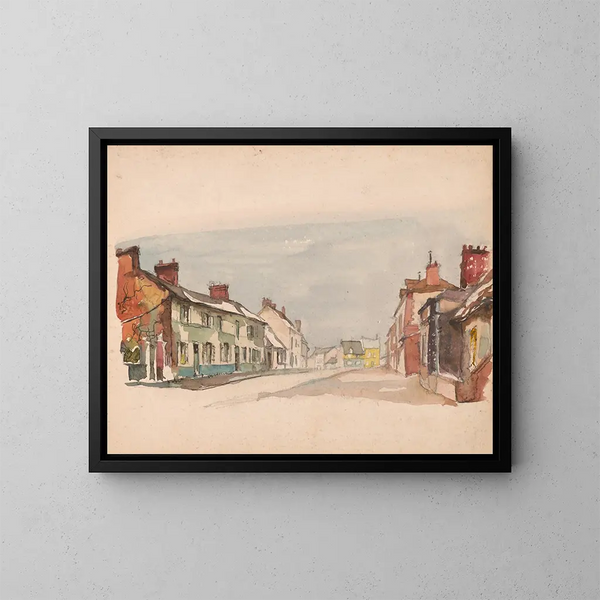Rue à Beauvais, dimanche froid - Victor Alfred Lundy — kehystetty taideteos seinällä