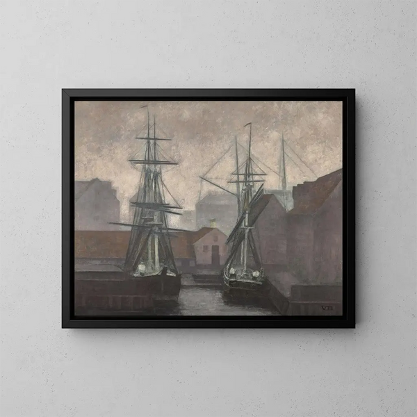Quai de commerce du Groenland, Christianshavn, Kööpenhamina - Vilhelm Hammershøi — kehystetty taideteos seinällä