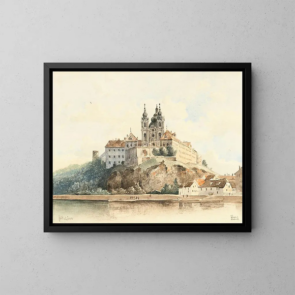 Abbaye de Melk sur le Danube - Vincenz Hawlicek — kehystetty taideteos seinällä