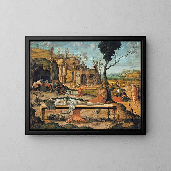 Kristuksen hautajaisvalmistelu - Vittore Carpaccio — kehystetty taideteos seinällä