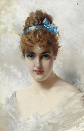 Vittorio Matteo Corcos - Portrait Of A Young Woman In White.webp