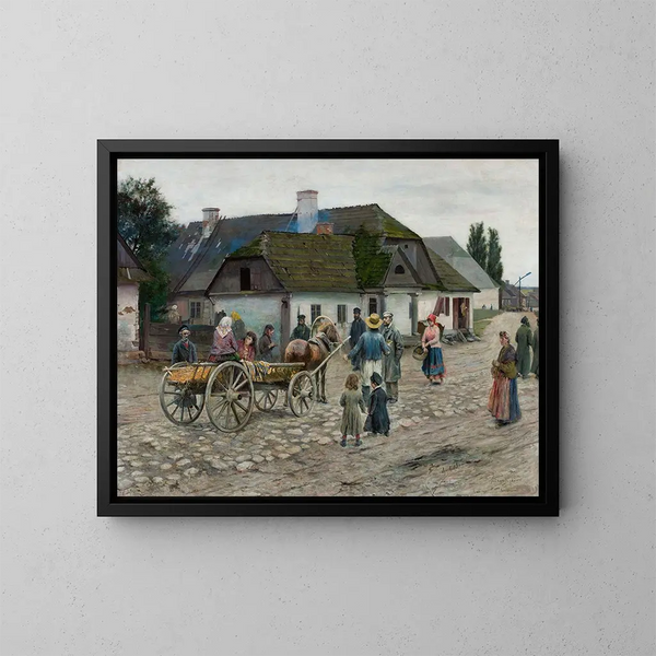 Rue à Siennica - Władysław Podkowiński — kehystetty taideteos seinällä