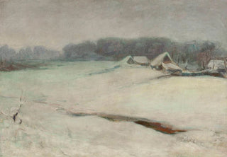 Wadysaw lewiski - Winter landscape with cottages.webp